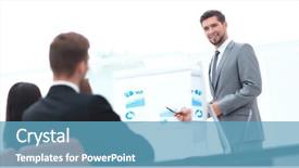  Presentation with office - Slide deck consisting of commission - business man making a presentation background and a teal colored foreground