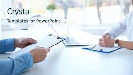  Presentation with 30 60 90 job interview - Amazing theme having commission - job applicant having interview backdrop and a sky blue colored foreground