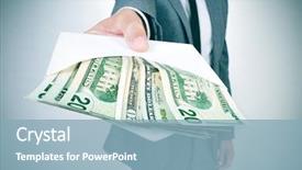  Presentation with envelope - Audience pleasing PPT theme consisting of commission - man in suit giving backdrop and a light blue colored foreground