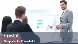  Presentation with egyptian man in make up - Cool new presentation theme with commission plan - business man making a presentation backdrop and a ocean colored foreground