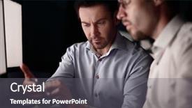  Presentation with workplace - Presentation theme enhanced with commission plan - close up two business men background and a gray colored foreground