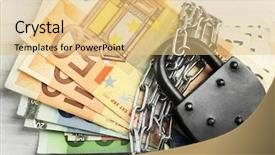 Presentation with chain - PPT theme featuring commission plan - euro banknotes with lock background and a yellow colored foreground
