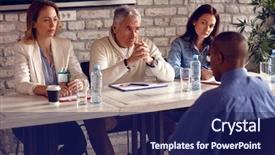  Presentation with potential - Theme enhanced with commission to receive workers talking background and a navy blue colored foreground