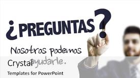  Presentation with questions - Cool new presentation theme with committed solutions - questions we can help backdrop and a white colored foreground