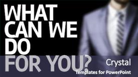  Presentation with solutions business - PPT theme featuring committed solutions - what can we do background and a tawny brown colored foreground