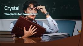  Presentation with math teacher - Theme enhanced with committed solutions - young math teacher in front background and a  colored foreground