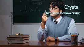  Presentation with math teacher - PPT layouts having committed solutions - young math teacher in front background and a wine colored foreground