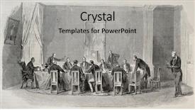  Presentation with bourbon - PPT theme featuring committee - antique illustration of parliamentary commission background and a light gray colored foreground