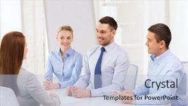  Presentation with office - Slides featuring committee - business interview employment and office background and a light blue colored foreground