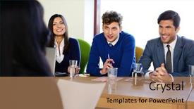  Presentation with interview - PPT theme having committee - business woman sitting at interview background and a coral colored foreground