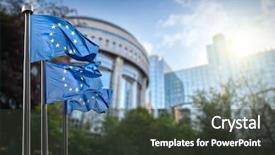  Presentation with european parliament - Cool new PPT theme with committee - european union flag against parliament backdrop and a dark gray colored foreground