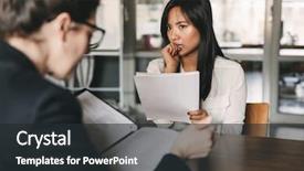  Presentation with job interview - Slides having committee - image of concentrated tense asian background and a dark gray colored foreground