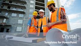  Presentation with workmen - Slide set consisting of committee - low angle portrait of two background and a mint green colored foreground