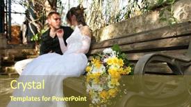  Presentation with bride - Amazing PPT theme having committment - groom and the bride backdrop and a tawny brown colored foreground