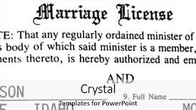  Presentation with married - Beautiful PPT layouts featuring committment - marriage certificate paperwork certification backdrop and a white colored foreground