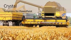  Presentation with commodities - Presentation featuring commodities - combine harvesting wheat background and a yellow colored foreground