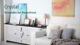  Presentation with living room - Audience pleasing slide deck consisting of commodities - interior of living room backdrop and a sky blue colored foreground