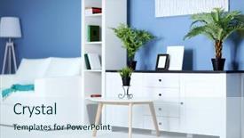  Presentation with interior - Amazing PPT layouts having commodities - room interior with commode bookcase backdrop and a sky blue colored foreground