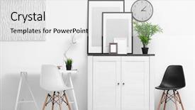  Presentation with metal frames frame and steel - Slide set with commodities - room interior with commode background and a white colored foreground