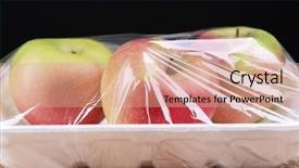  Presentation with film - PPT layouts with commodity markets - apples packed in food film background and a coral colored foreground