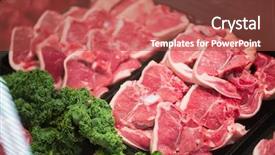  Presentation with supermarket - Cool new presentation theme with commodity markets - focus on shelves with meat backdrop and a red colored foreground