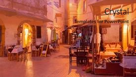 Presentation with morocco - PPT layouts consisting of commodity trade - old shopping street in medina background and a red colored foreground