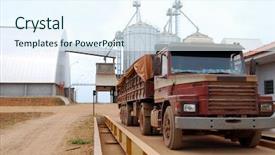  Presentation with soybeans - Colorful presentation design enhanced with commodity trade - truck on a scale backdrop and a sky blue colored foreground
