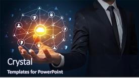  Presentation with networking - Amazing presentation having common cofre - businessman holding networking connection concept backdrop and a  colored foreground