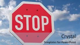  Presentation with stop violence against children - Presentation enhanced with common cofre - stop sign against blue sky background and a light blue colored foreground