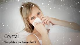  Presentation with common cold - PPT theme consisting of common cold - composite image of sick blonde background and a coral colored foreground