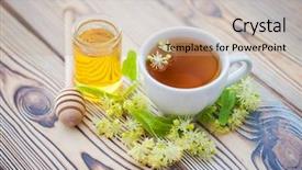  Presentation with healthy food and tea - Colorful PPT theme enhanced with common cold - cup of linden tea backdrop and a coral colored foreground