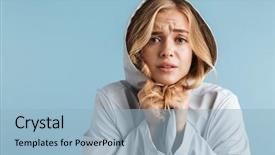  Presentation with frozen - Cool new theme with common cold - frozen young girl wearing raincoat backdrop and a light blue colored foreground