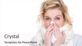  Presentation with full length portrait two men women brown sweater - Cool new presentation design with common cold - full isolated portrait backdrop and a white colored foreground