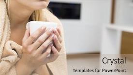  Presentation with coffee - PPT layouts having common cold - midsection of young woman holding background and a  colored foreground