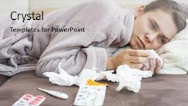  Presentation with sad woman - Beautiful PPT theme featuring common cold - sad woman with tissue backdrop and a light gray colored foreground