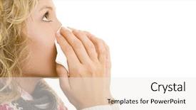 Presentation with tissue - PPT layouts enhanced with common cold - young woman using a tissue background and a sky blue colored foreground