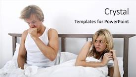  Presentation with common cold - Presentation enhanced with common cold cough - scared woman looking at man background and a sky blue colored foreground