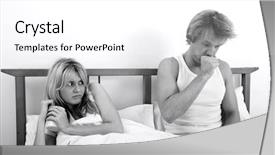  Presentation with man and woman divorce drawing - Presentation theme with common cold cough - scared woman looking at man background and a white colored foreground