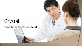  Presentation with asian doctor - Presentation theme featuring common labs - asian young medical doctor isolated background and a  colored foreground