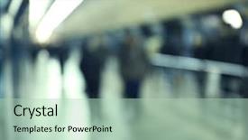  Presentation with traffic - PPT theme enhanced with common rail - blurred abstract background of people background and a mint green colored foreground