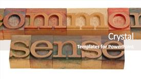  Presentation with words - Colorful PPT theme enhanced with common sense - words in vintage backdrop and a coral colored foreground