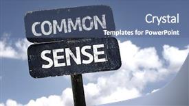  Presentation with clouds - PPT layouts featuring common sense sign with clouds background and a ocean colored foreground