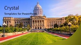  Presentation with kentucky - Slide deck consisting of commonwealth - capitol building in frankfort kentucky background and a light blue colored foreground