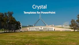  Presentation with parliament - Cool new slide deck with commonwealth - main entrance to the parliament backdrop and a teal colored foreground