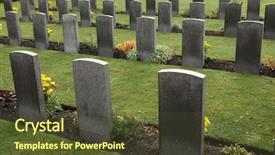  Presentation with world war - PPT theme enhanced with commonwealth war cemetery with graves background and a tawny brown colored foreground