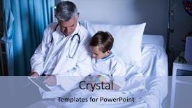  Presentation with digital hospital - Slide deck enhanced with communicable disease - doctor showing medical report background and a light blue colored foreground