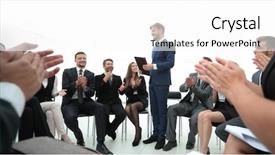  Presentation with communicate - Slide deck featuring business coach communicate background and a white colored foreground