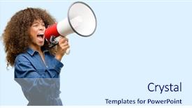  Presentation with african woman - PPT theme with communication - african american woman wearing blue background and a sky blue colored foreground