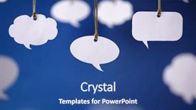  Presentation with blank - Beautiful theme featuring communication - blank white speech bubbles hanging backdrop and a ocean colored foreground