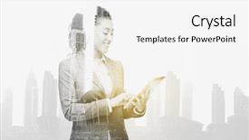  Presentation with african american business - Beautiful theme featuring communication - business people and technology concept backdrop and a white colored foreground